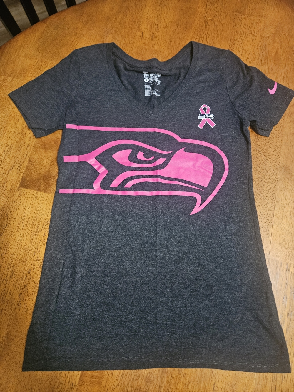Nike Kids' Seattle Seahawks Pink Ribbon Tee - Charcoal/Pink